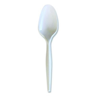 Mediumweight Wrapped Polypropylene Cutlery, Spoon, 5.31", Plastic, White, 1,000/Carton