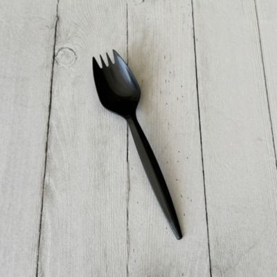 Mediumweight Polypropylene Cutlery, Spork, Plastic, Black, 1,000/Carton