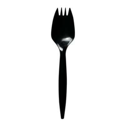 Mediumweight Polypropylene Cutlery, Spork, Plastic, Black, 1,000/Carton