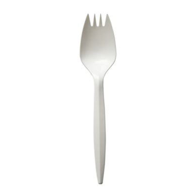 Mediumweight Polypropylene Cutlery, Spork, Plastic, White, 1000/Carton