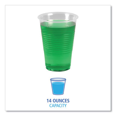 Translucent Plastic Cold Cups, 14 Oz, 50/Sleeve, 20 Sleeves/Carton