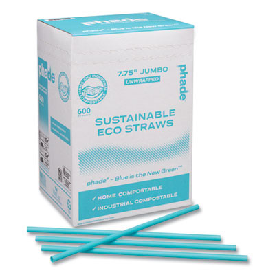 Marine Biodegradable Straws, 7.75", Ocean Blue,  6,000/Carton
