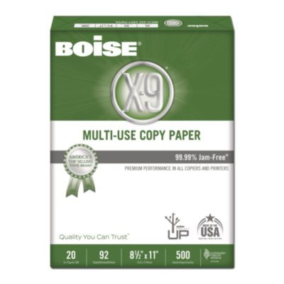 X-9 Multi-Use Copy Paper, 92 Bright, 20 Lb Bond Weight, 8.5 x 11, White, 500 Sheets/Ream, 5 Reams/Carton