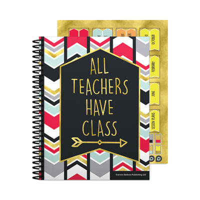Teachers Planner, Weekly/Monthly, 7 Classes, Chevron Artwork, Multicolor Cover, 11 x 8.5 Sheets, 12-Month (July To June)