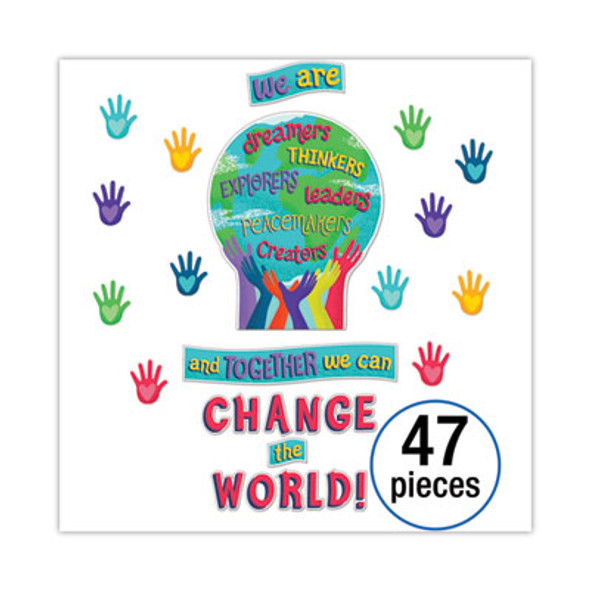 Motivational Bulletin Board Sets, 47-Piece Set, One World, 24.7" x 20", Multicolor