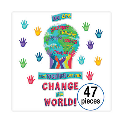 Motivational Bulletin Board Sets, 47-Piece Set, One World, 24.7" x 20", Multicolor