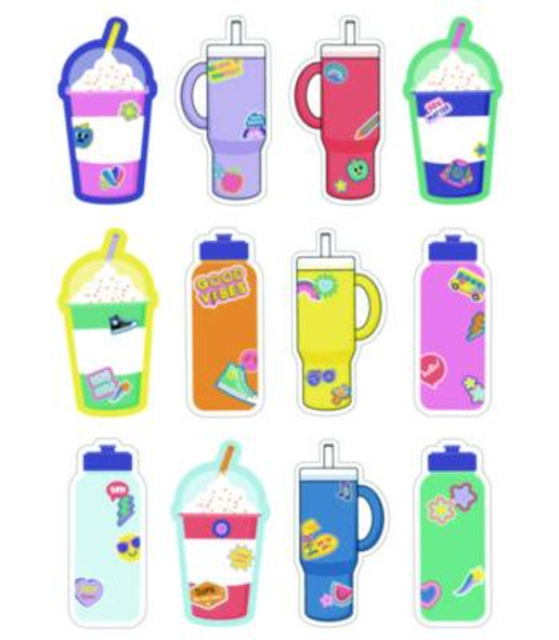 Assorted Colorful Cut-Outs, 36-Piece Set, We Stick Together: Cups + Water Bottles, 5.8" x 8", Multicolor