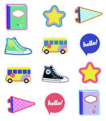 Assorted Colorful Cut-Outs, 36-Piece Set, We Stick Together: Hello School, 6" x 6", Multicolor