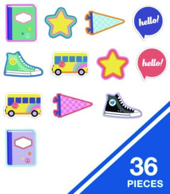 Assorted Colorful Cut-Outs, 36-Piece Set, We Stick Together: Hello School, 6" x 6", Multicolor