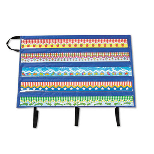 Border Storage Pocket Chart, 41" x 24.5", Blue/Clear