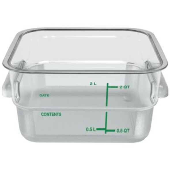Squares Polycarbonate Food Storage Container, 2 Qt,  7.13 x 7.13 x  3.8, Clear, Plastic