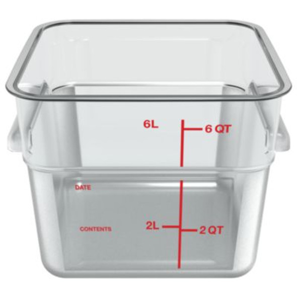 Squares Polycarbonate Food Storage Container, 6 Qt, 8.75 x 8.75 x 7.31, Clear, Plastic