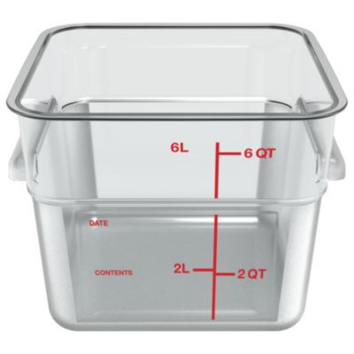 Squares Polycarbonate Food Storage Container, 6 Qt, 8.75 x 8.75 x 7.31, Clear, Plastic