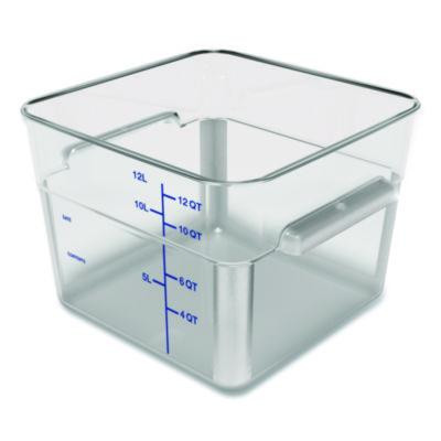 Squares Polycarbonate Food Storage Container, 12 Qt, 11.13 x 11.13 x 8.25, Clear, Plastic