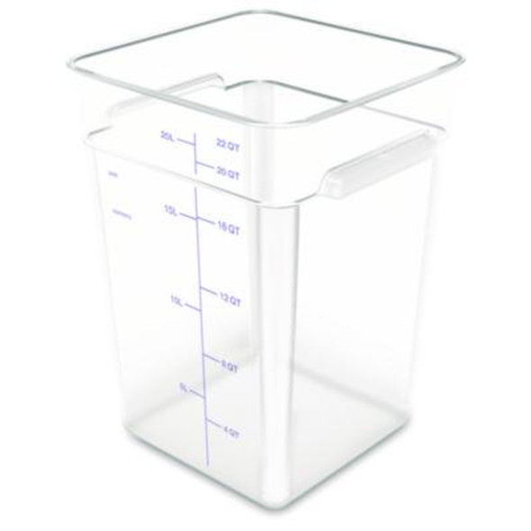 Squares Polycarbonate Food Storage Container, 22 Qt, 11 13 x 11.13 x 15.72, Clear, Plastic