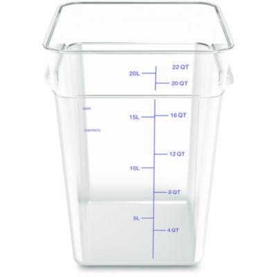 Squares Polycarbonate Food Storage Container, 22 Qt, 11 13 x 11.13 x 15.72, Clear, Plastic