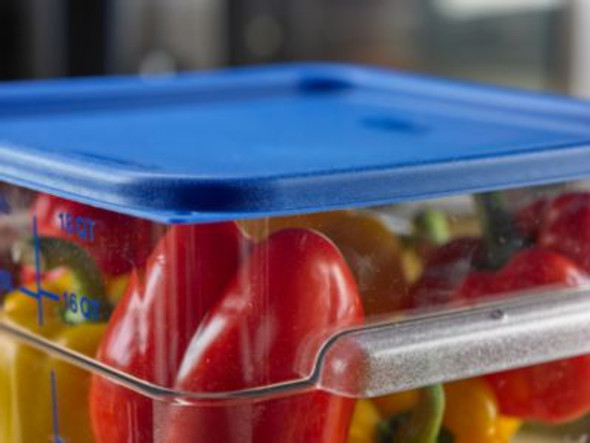 Squares Food Storage Container Lid, 11.38 x 11.38 x 0.63, Blue, Plastic