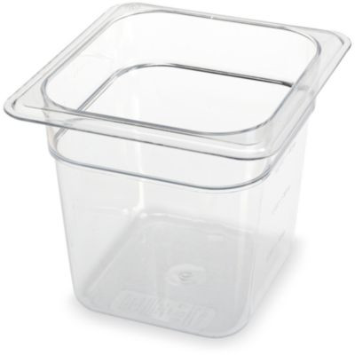 Storplus Polycarbonate Food Pan, 2.5 Qt, 6.38 x 6.75 x 6, Clear, Plastic