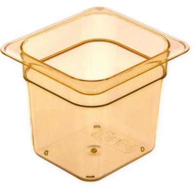 Storplus High Heat Food Pan, 2.5 Qt, 6.38 x 6.75 x 6, Amber, Plastic