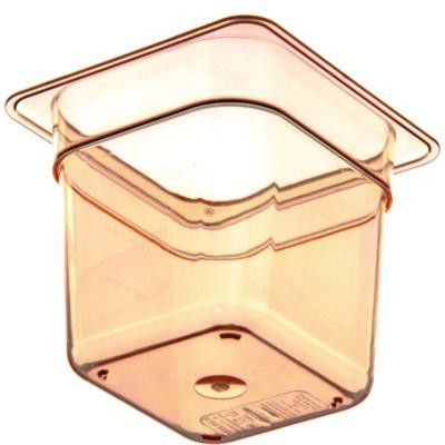 Storplus High Heat Food Pan, 2.5 Qt, 6.38 x 6.75 x 6, Amber, Plastic