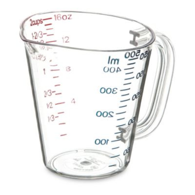 Commercial Measuring Cup, 1 Pt, Plastic, Clear