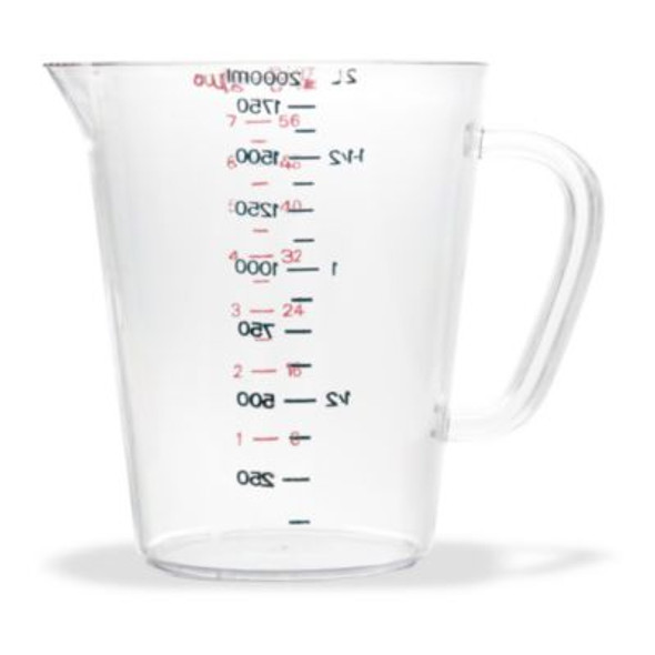 Commercial Measuring Cup, 0.5 Gal, Plastic, Clear