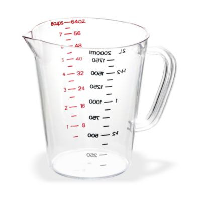 Commercial Measuring Cup, 0.5 Gal, Plastic, Clear