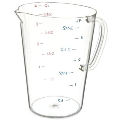 Commercial Measuring Cup, 1 Gal, Plastic, Clear