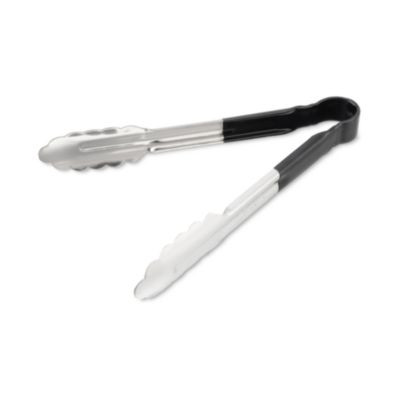 Dura-Kool Tongs, Stainless Steel, 9.5", Silver/Black