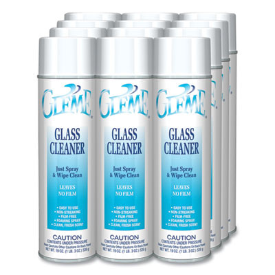 Gleme Glass Cleaner, 19 Oz Aerosol Spray, Dozen