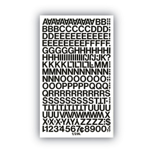 Press-On Vinyl Self-Adhesive Numbers And Uppercase Letters, 0.5" Tall, Black Characters, 201/Pack