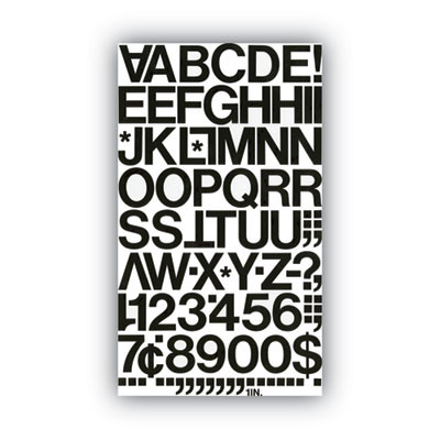 Press-On Vinyl Self-Adhesive Numbers And Uppercase Letters, 1" Tall, Black Characters, 88/Pack