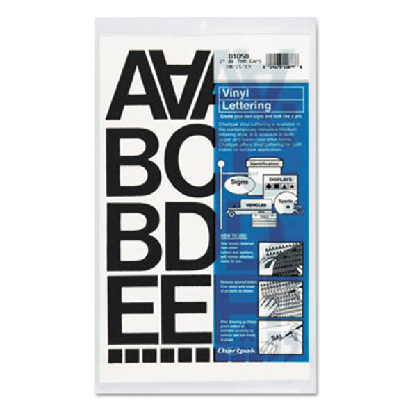 Press-On Vinyl Self-Adhesive Numbers And Uppercase Letters, 2" Tall, Black Characters, 77/Pack