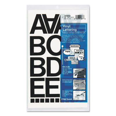 Press-On Vinyl Self-Adhesive Numbers And Uppercase Letters, 2" Tall, Black Characters, 77/Pack