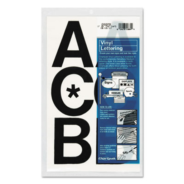 Press-On Vinyl Self-Adhesive Uppercase Letters, 3" Tall, Black Characters, 50/Pack
