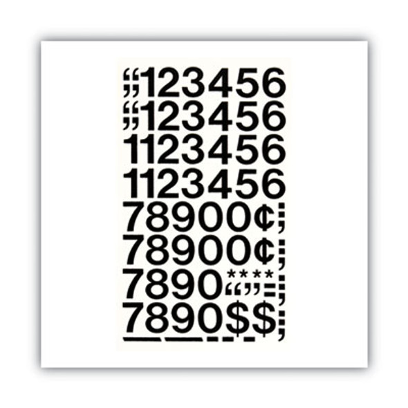 Press-On Vinyl Self-Adhesive Numbers, 1" Tall, Black Characters, 44/Pack
