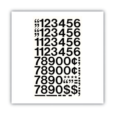 Press-On Vinyl Self-Adhesive Numbers, 1" Tall, Black Characters, 44/Pack