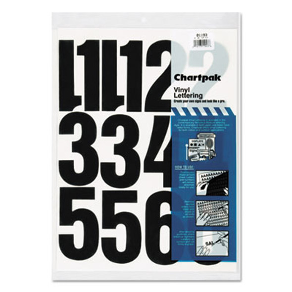 Press-On Vinyl Self-Adhesive Numbers, 4" Tall, Black Characters, 23/Pack