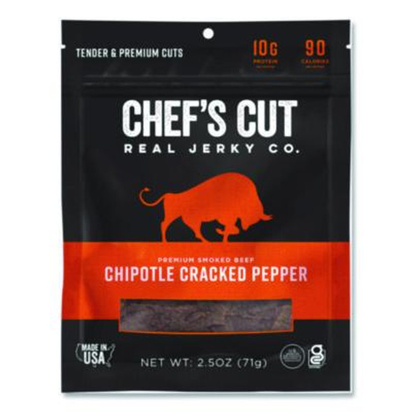 Real Steak Jerky, Chipolte Cracked Pepper, 2.5 Oz Bag