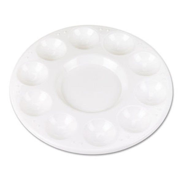 Round Plastic Paint Trays For Classroom, White, 10/Pack