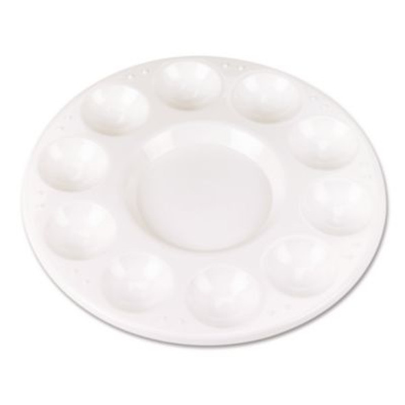 Round Plastic Paint Trays For Classroom, White, 10/Pack