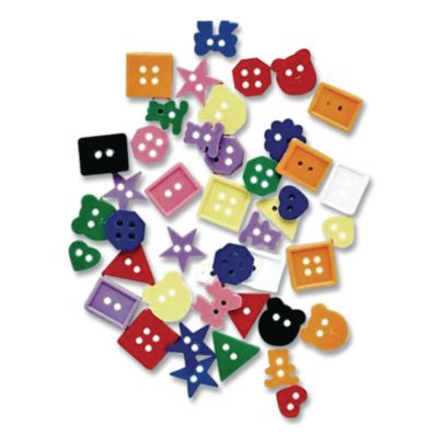 Plastic Button Assortment, Assorted Sizes And Colors, 1 Lb Bag