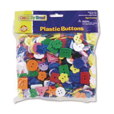 Plastic Button Assortment, Assorted Sizes And Colors, 1 Lb Bag
