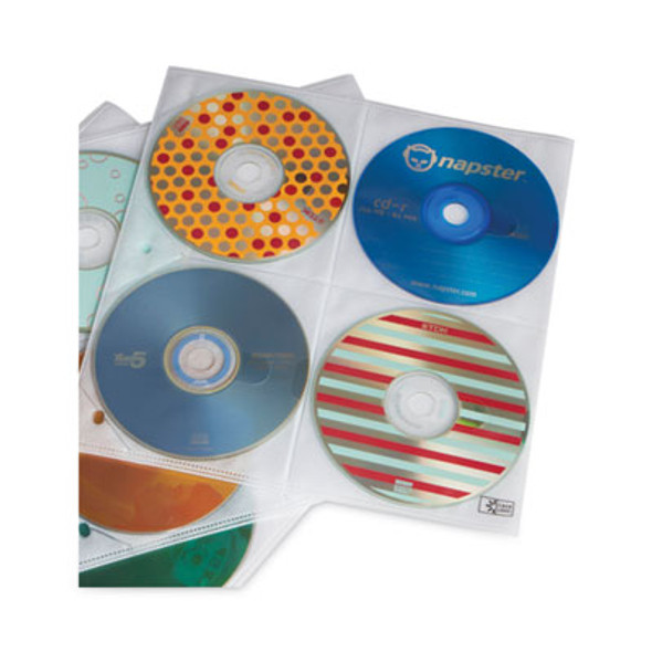 Two-Sided Cd Storage Sleeves For Ring Binder, 8 Disc Capacity, Clear, 25 Sleeves