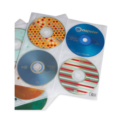 Two-Sided Cd Storage Sleeves For Ring Binder, 8 Disc Capacity, Clear, 25 Sleeves