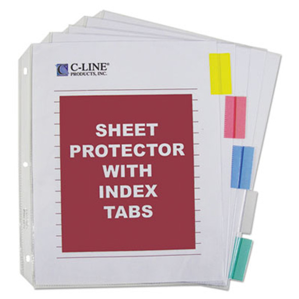 Sheet Protectors With Index Tabs, Assorted Color Tabs, 2", 11 x 8.5, 5/Set