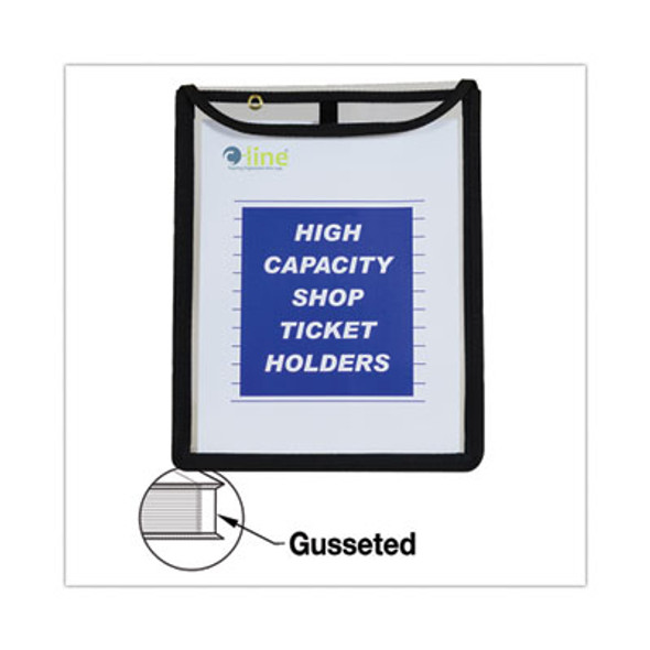 High-Capacity Stitched Shop Ticket Holders, 1" Expansion, Super Heavy-Duty, 9 x 12 Insert, Clear Front, Black Border, 15/Box
