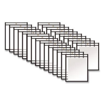 Stitched Shop Ticket Holders, Heavy-Duty, Top Load 12 x 15 Insert, Clear Front, Black Border, 25/Box