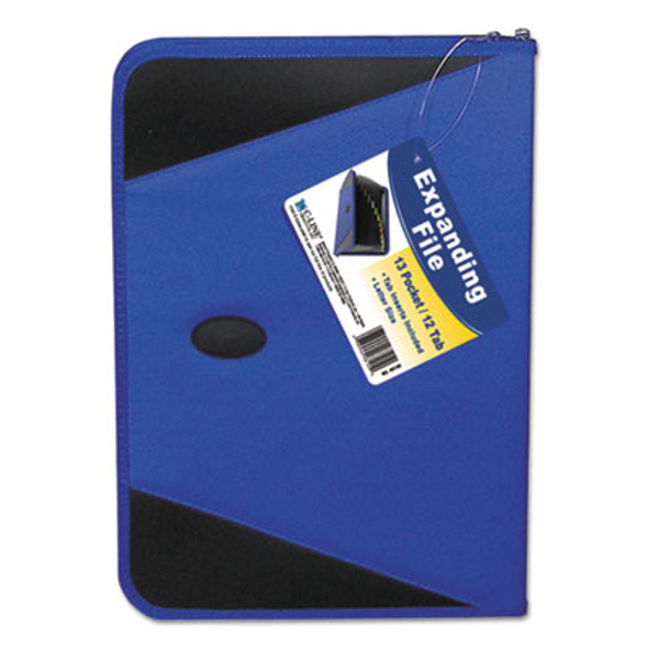 Expanding File With Zipper Closure, 2" Expansion, 13 Sections, Zipper Closure, 1/12-Cut Tabs, Letter Size, Blue