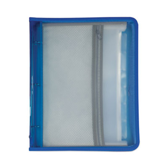Zippered Binder With Expanding File, 2" Expansion, 7 Sections, Zipper Closure, 1/6-Cut Tabs, Letter Size, Bright Blue